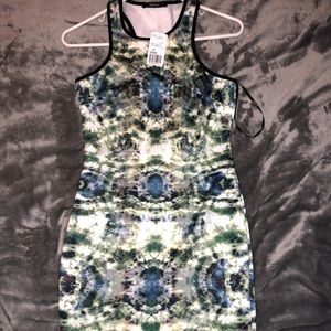 Green & blue pattern f21 mini bodycon dress